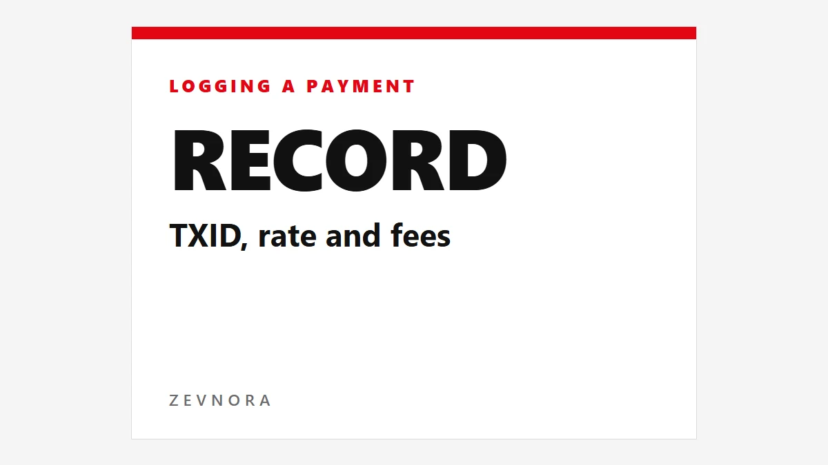 Registrar cobro USDT: TXID, cambio y comisiones